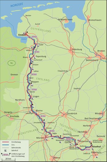 Karte EmsRadweg