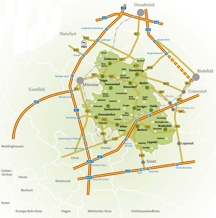 Anreise + Lage Parklandschaft Kreis Warendorf